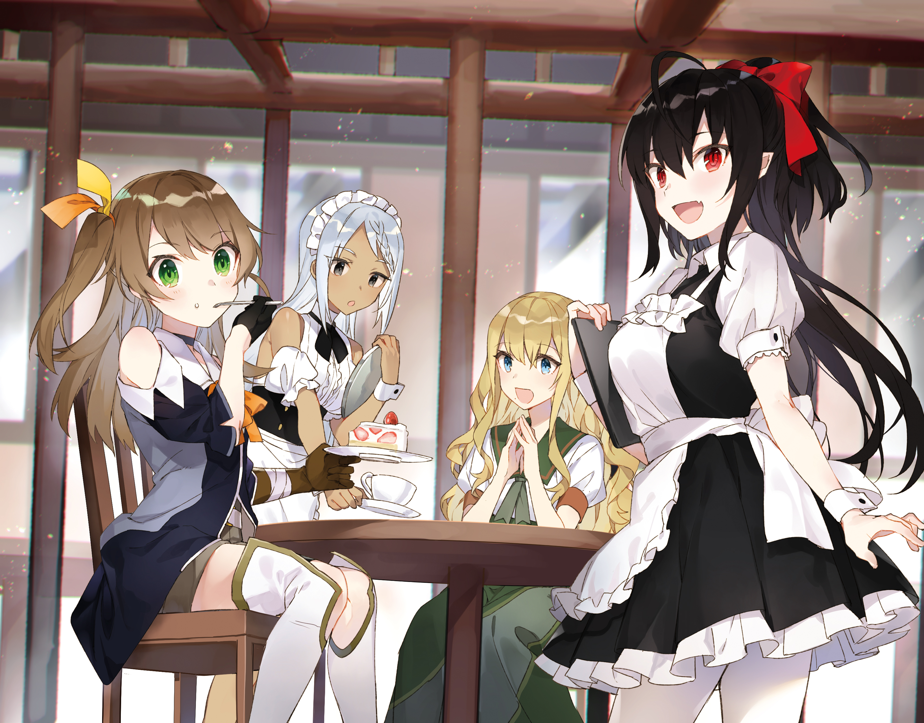 maid, pantyhose, pointy_ears, shirako_miso, waitress