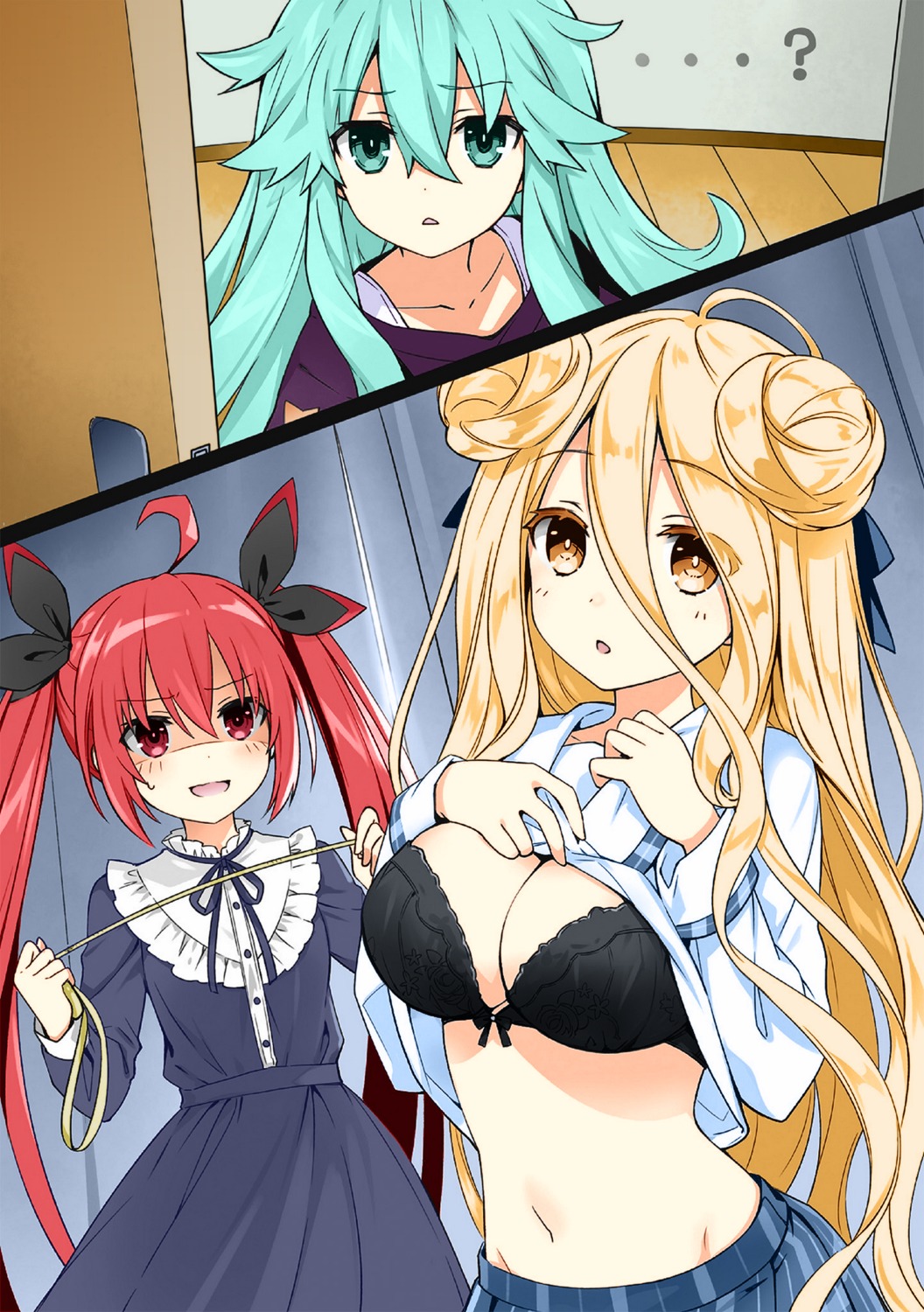 bra, breast_hold, cleavage, date_a_live, date_a_live_encore, dress, gothic_lolita, hoshimiya_mukuro