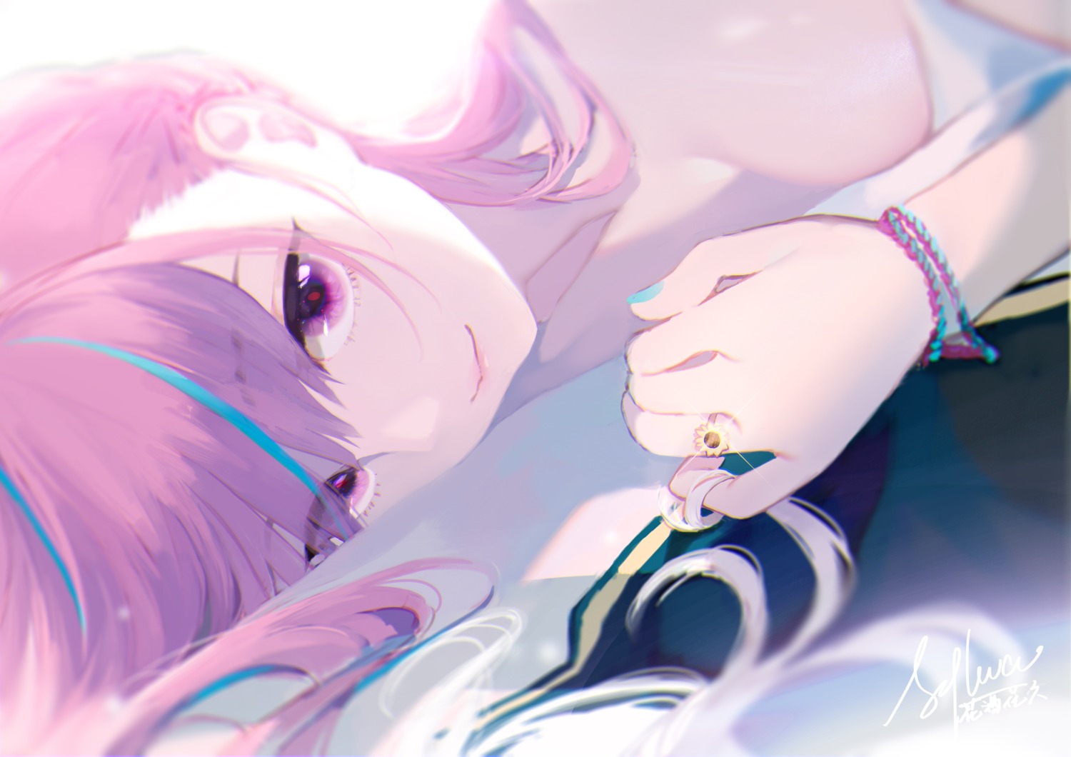 cleavage, hololive, minato_aqua, no_bra, slyvia