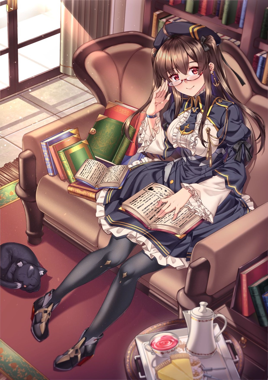 azur_lane, gothic_lolita, heels, lolita_fashion, london_(azur_lane), megane, merufena, neko