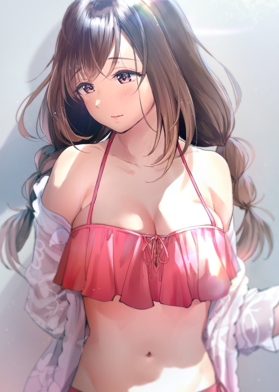 bikini, cleavage, open_shirt, see_through, swimsuits, takeya_y0615, the_idolm@ster, the_idolm@ster_shiny_colors, tsukioka_kogane