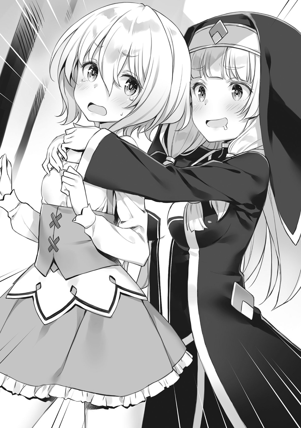 ano_orokamono_ni_mo_kyakkou_wo!, kono_subarashii_sekai_ni_shukufuku_wo!, monochrome, nun, shinjin_succubus_(konosuba), yuri, yuuki_hagure