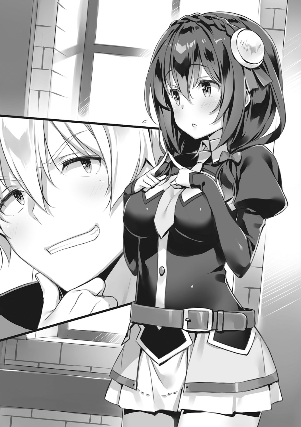 ano_orokamono_ni_mo_kyakkou_wo!, kono_subarashii_sekai_ni_shukufuku_wo!, monochrome, seifuku, yunyun_(konosuba), yuuki_hagure