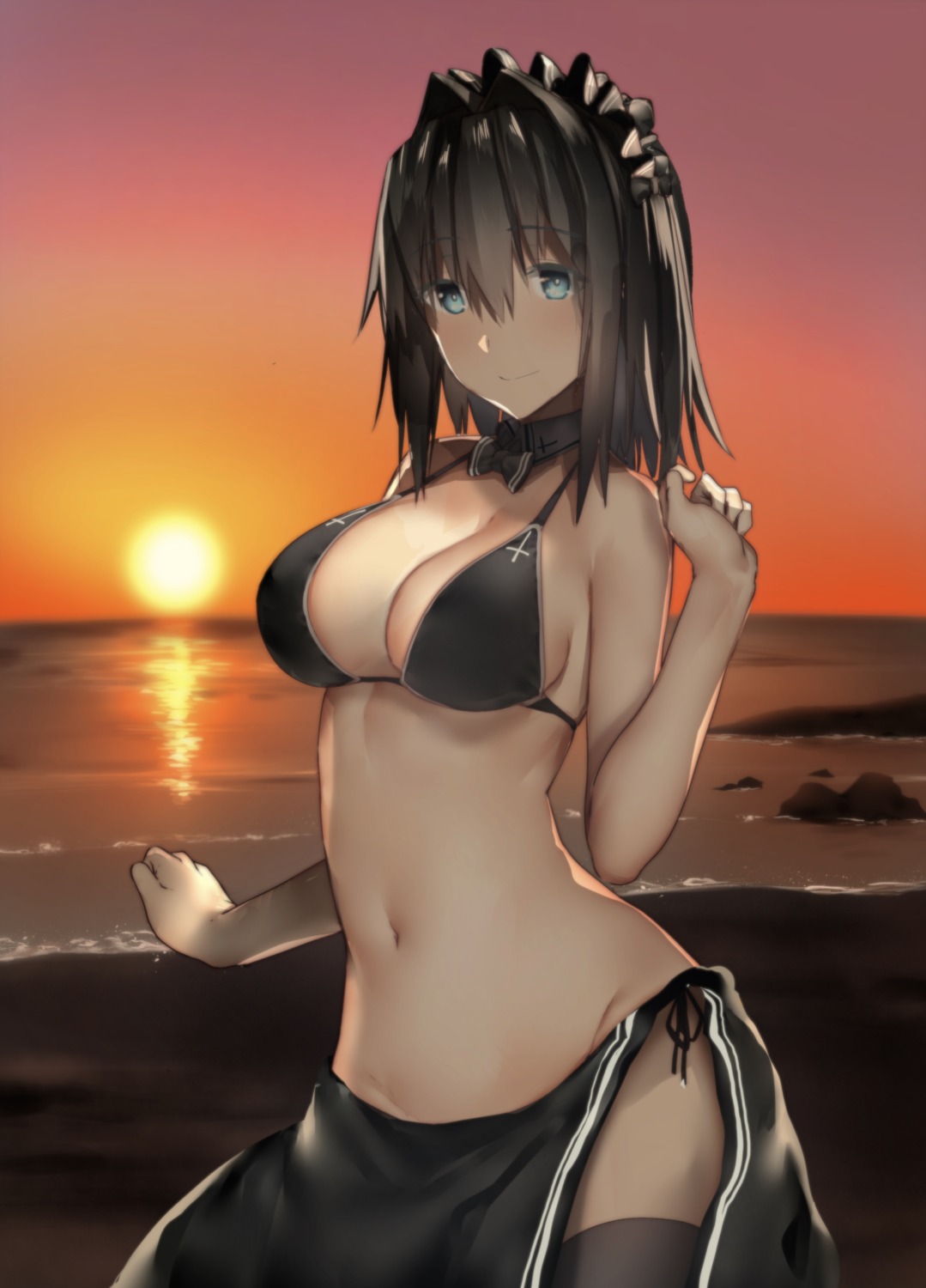 araido_kagiri, bikini, cleavage, swimsuits, thighhighs