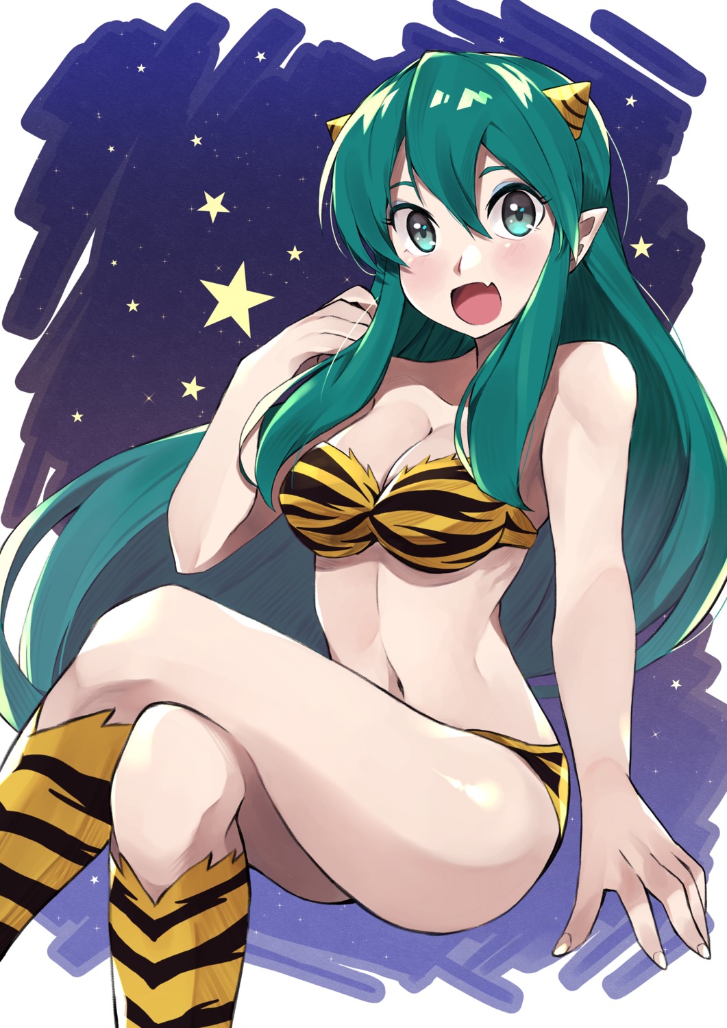 bikini, cleavage, horns, kamekiti, lum, pointy_ears, swimsuits, urusei_yatsura
