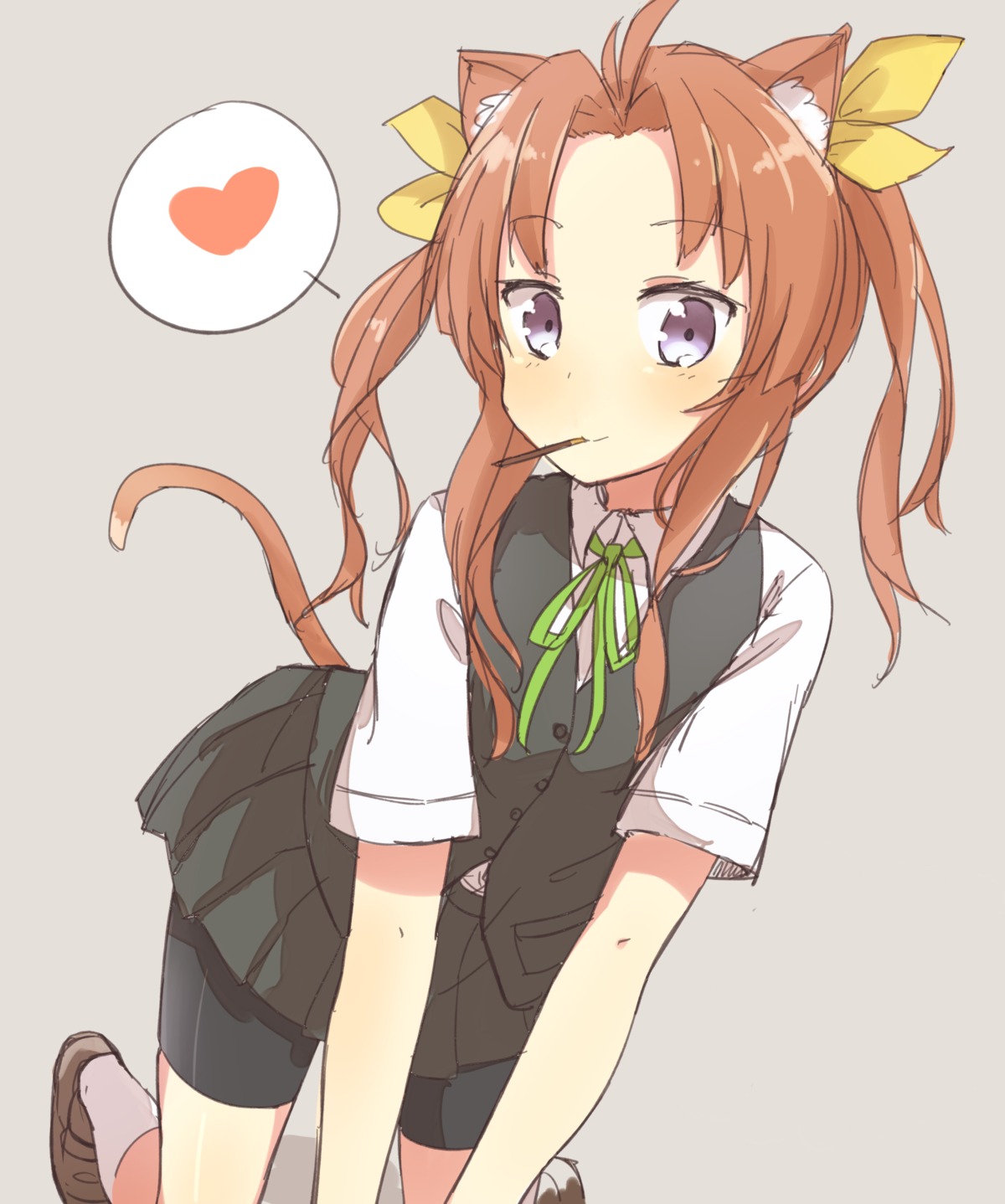 animal_ears, bike_shorts, kagerou_(kancolle), kantai_collection, nekomimi, nonono_(basasi21), seifuku, sketch