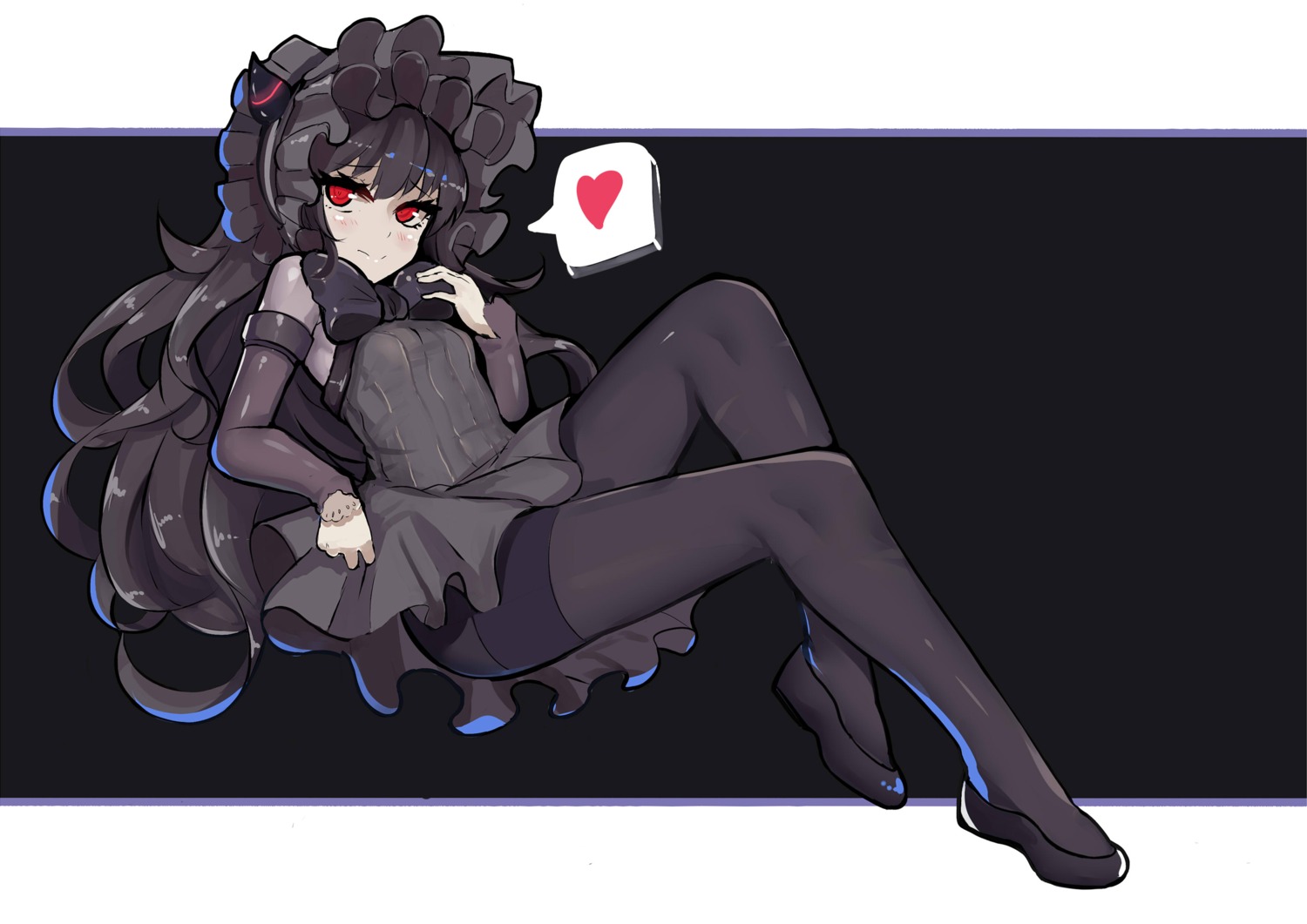 dress, gothic_lolita, horns, isolated_island_oni, kantai_collection, lolita_fashion, pantyhose, skirt_lift
