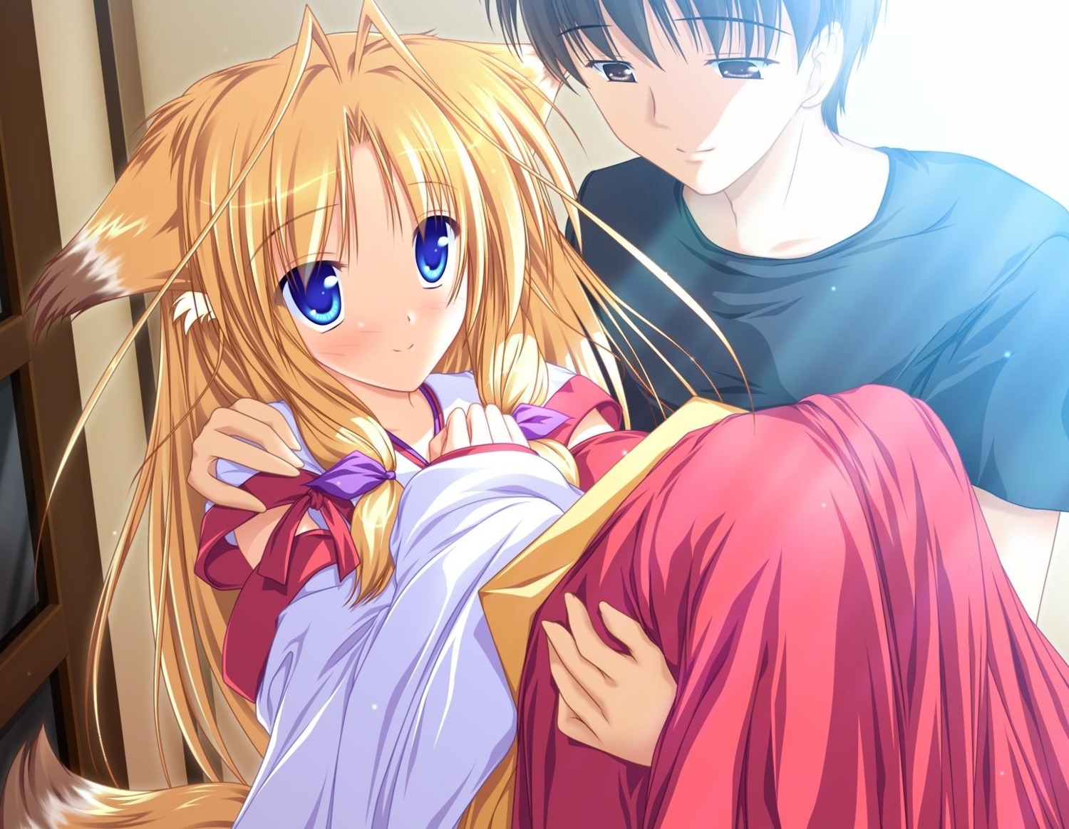 game_cg, inakoi, kamishiro_mutsuki, kitsune, miko, tenmaso