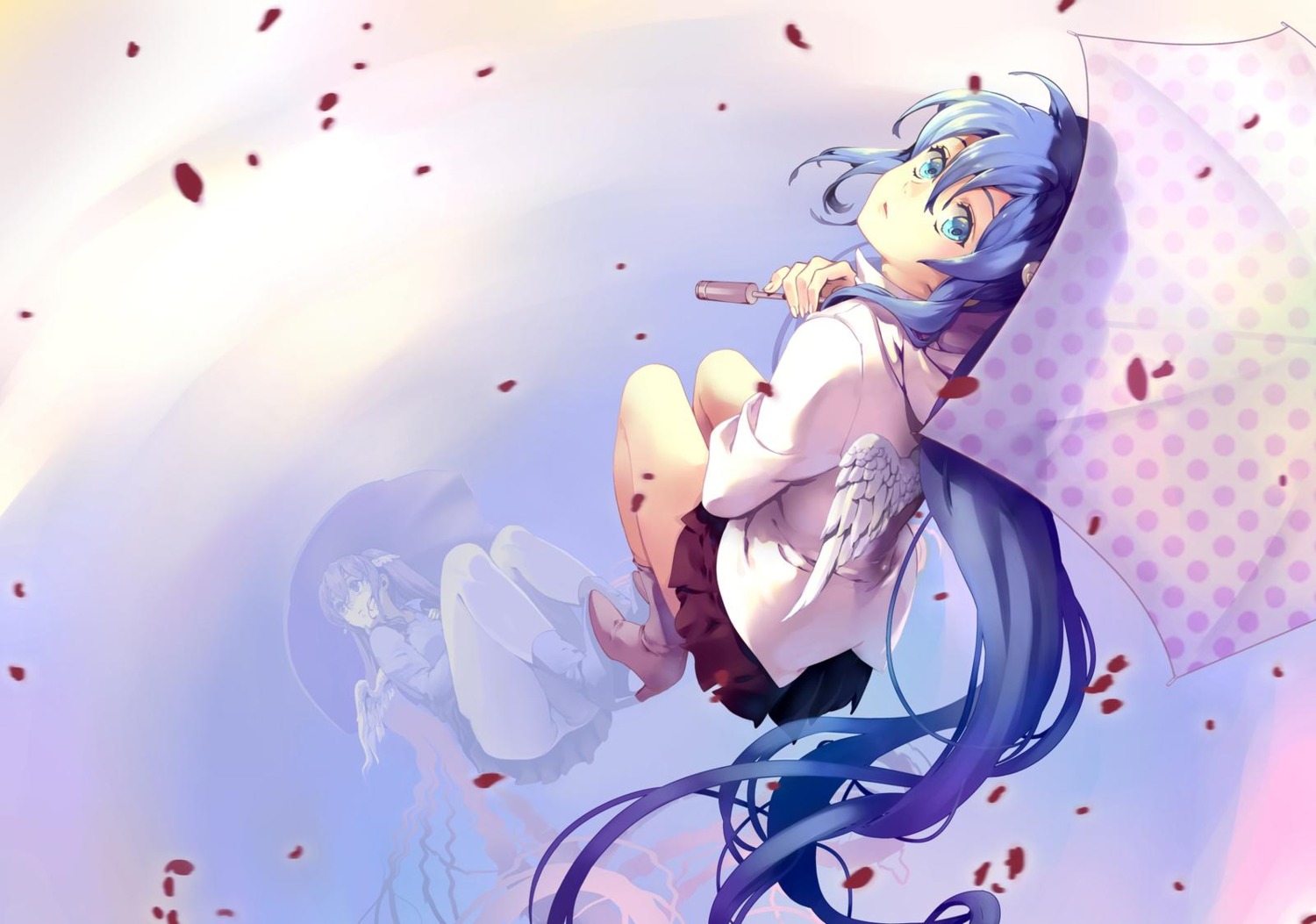 hatsune_miku, heels, oldschool-girl, pantsu, umbrella, vocaloid, wings