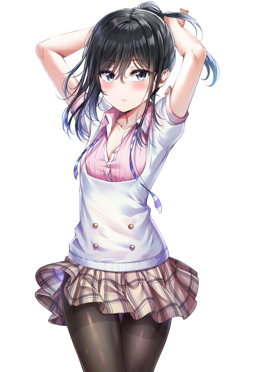 adagaki_aki, cleavage, masamune-kun_no_revenge, open_shirt, pantyhose, seifuku, sunhyun