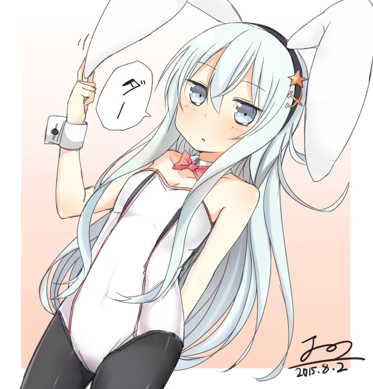 animal_ears, bunny_ears, bunny_girl, cleavage, hibiki_(kancolle), kantai_collection, nonono_(basasi21), pantyhose