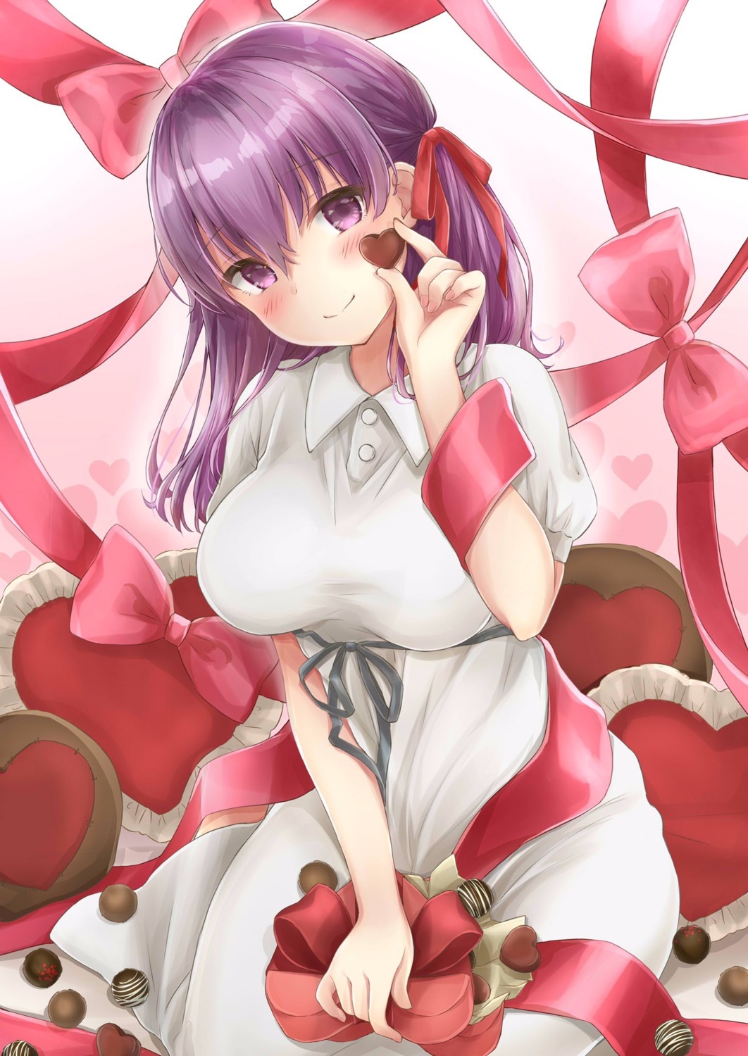 breast_hold, dress, fate/stay_night, matou_sakura, mikujin_(mikuzin24), valentine