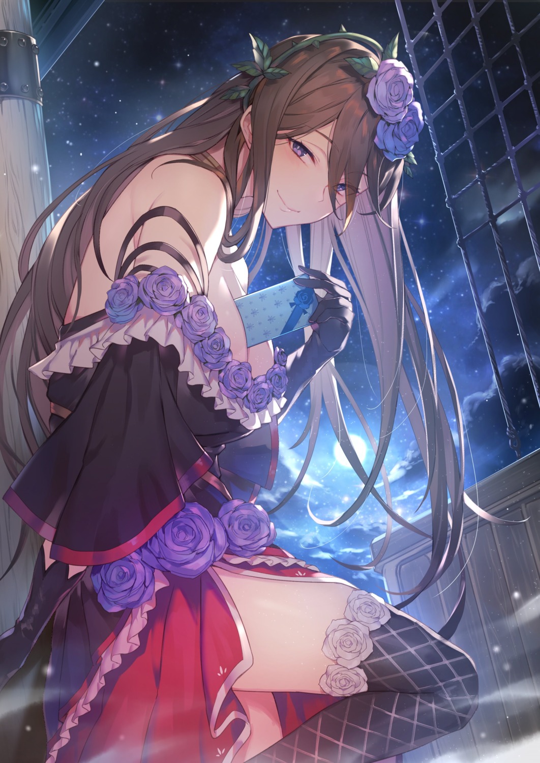 cleavage, dress, granblue_fantasy, kakage, rosetta_(granblue_fantasy), thighhighs