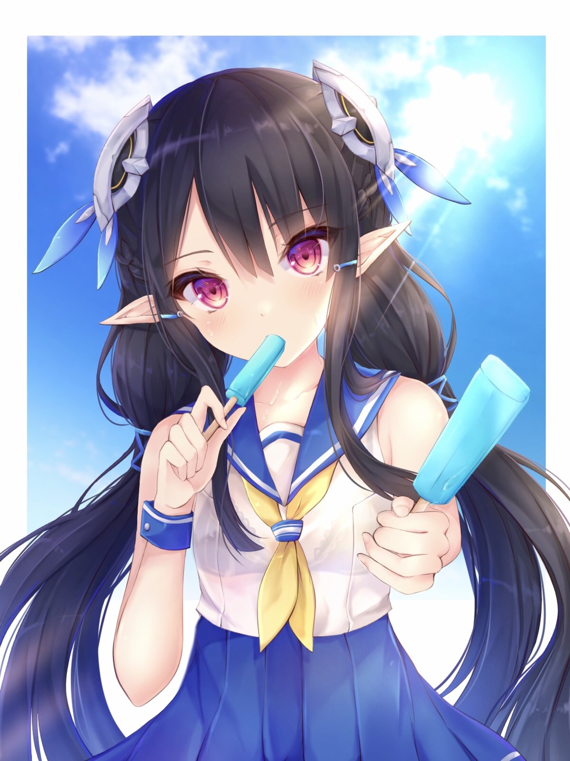 anette_(pso2), bra, kiri_serea, phantasy_star_online_2, pointy_ears, see_through, seifuku