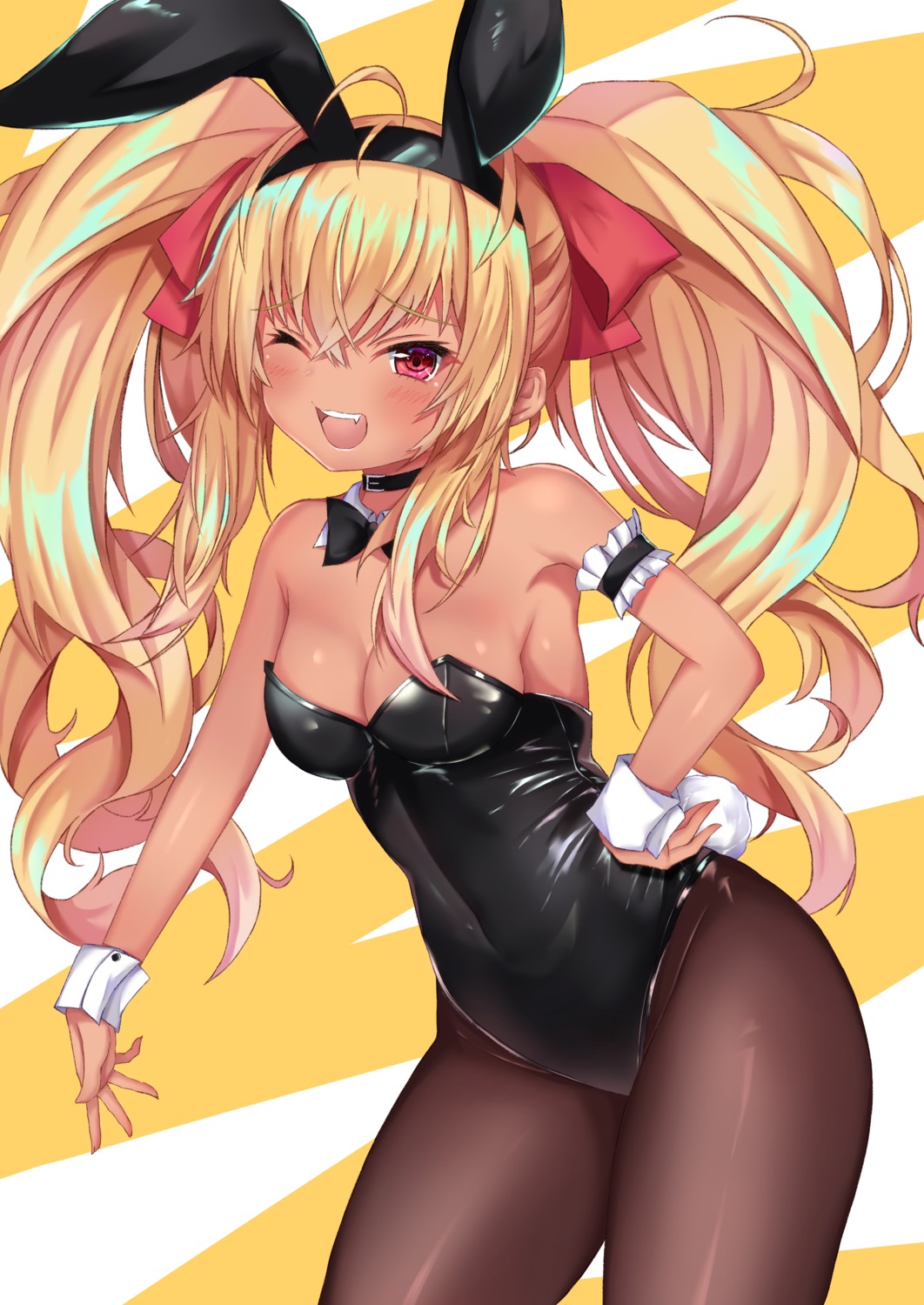animal_ears, bunny_ears, bunny_girl, cleavage, pantyhose, rokita, tail