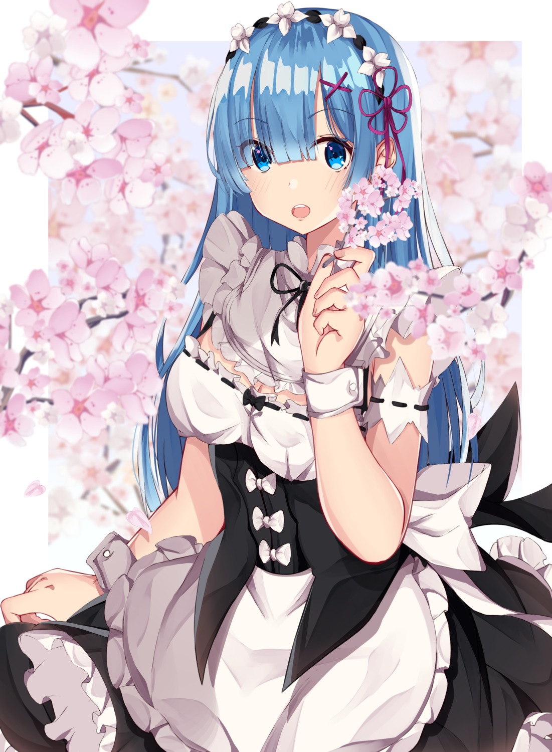 cleavage, maid, norazura, re:zero_kara_hajimeru_isekai_seikatsu, rem_(re_zero)