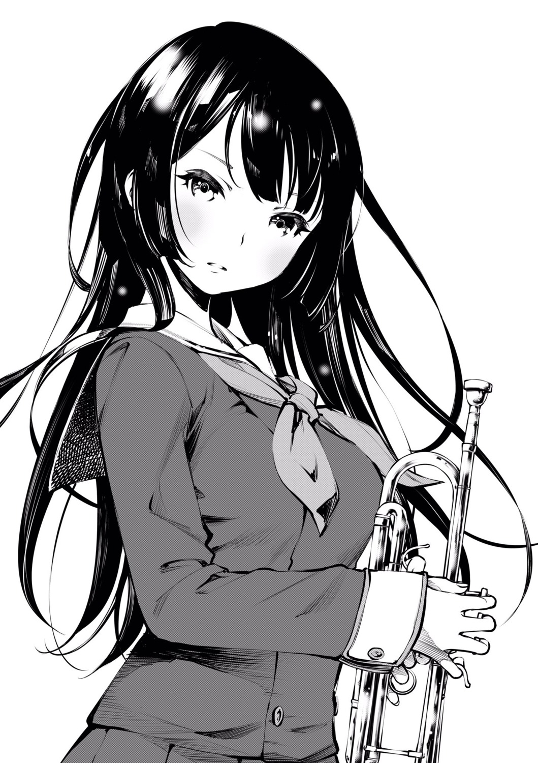 fukushima_masayasu, hibike!_euphonium, kousaka_reina, monochrome, seifuku