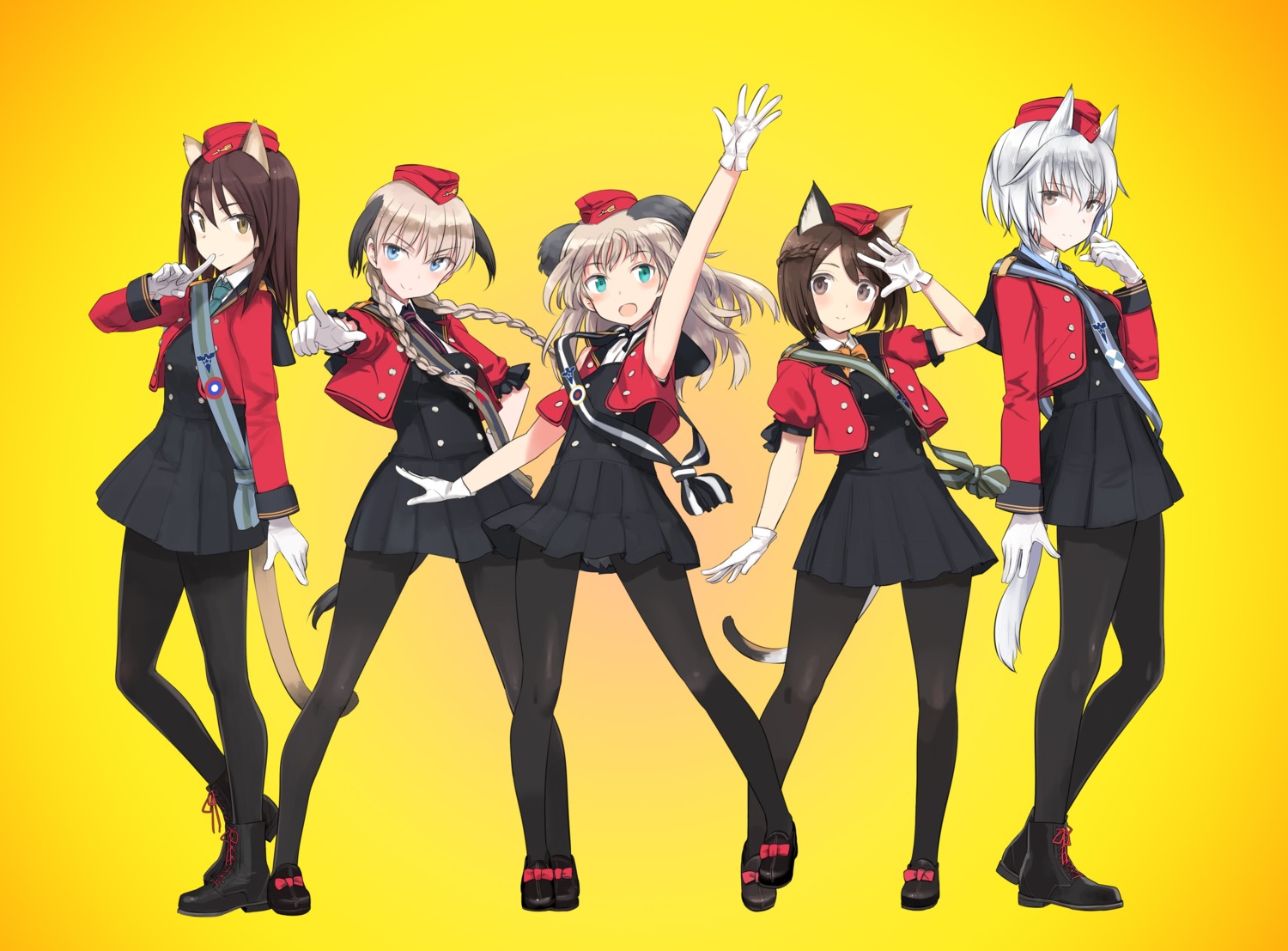 aila_paivikki_linnamaa, animal_ears, eleonore_giovanna_gassion, luminous_witches, lyudmila_andreyevna_ruslanova, pantyhose, shibuya_inori, shimada_humikane