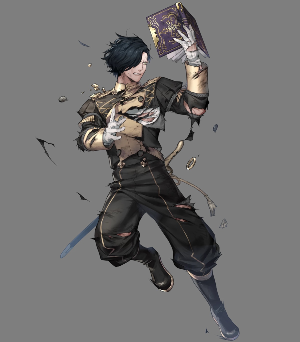 fire_emblem, fire_emblem_heroes, fire_emblem_three_houses, hubert_(fire_emblem), nintendo, penekor, sword, torn_clothes, transparent_png, uniform