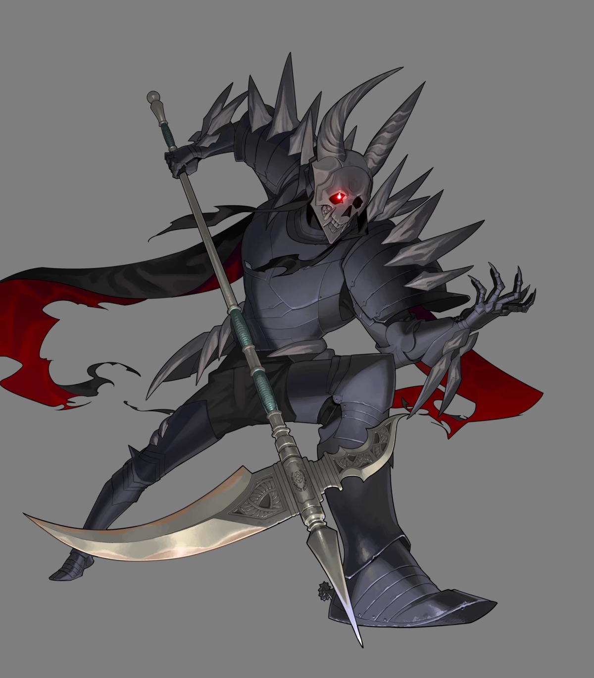 armor, death_knight, fire_emblem, fire_emblem_heroes, fire_emblem_three_houses, horns, nintendo, transparent_png, weapon, yamao_(intelligent_systems)