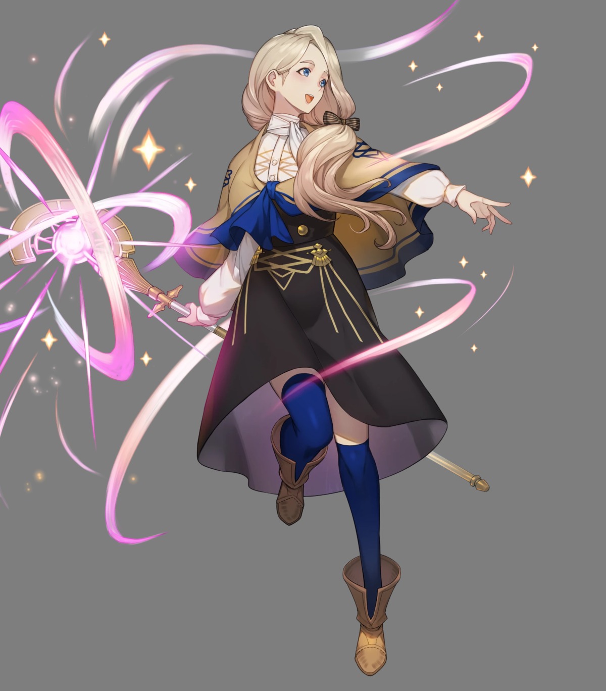 fire_emblem, fire_emblem_heroes, fire_emblem_three_houses, kakage, mercedes_von_martritz, nintendo, thighhighs, transparent_png, uniform, weapon