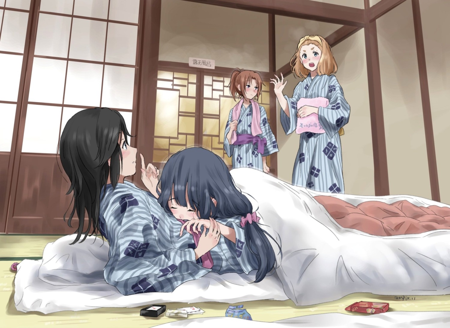hibike!_euphonium, kasaki_nozomi, liz_to_aoi_tori, nakagawa_natsuki, sheets, tree_bowbow, yoroizuka_mizore, yoshikawa_yuuko, yukata, yuri
