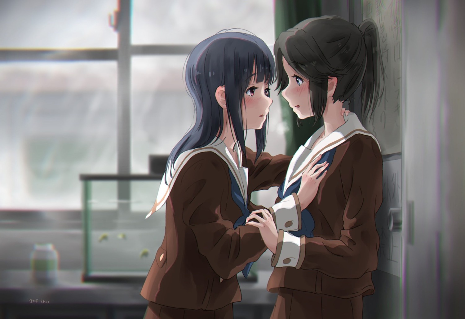 hibike!_euphonium, kasaki_nozomi, liz_to_aoi_tori, seifuku, tree_bowbow, yoroizuka_mizore, yuri