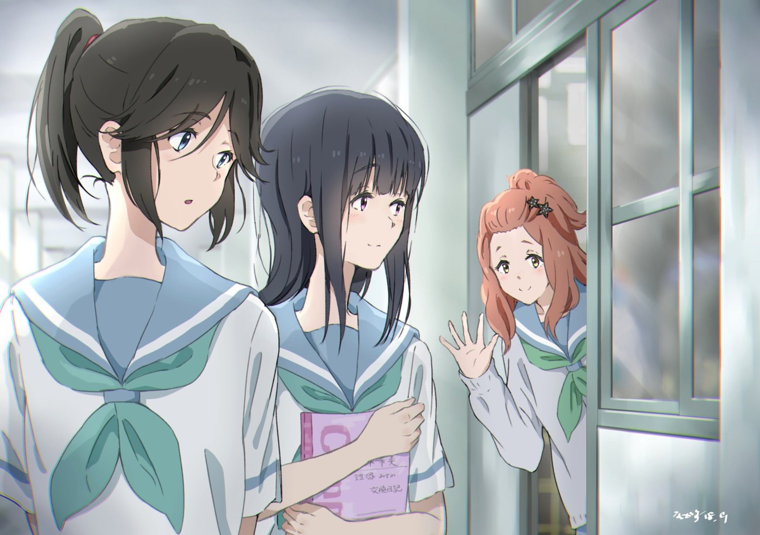 hibike!_euphonium, kasaki_nozomi, kenzaki_ririka, liz_to_aoi_tori, seifuku, tree_bowbow, yoroizuka_mizore