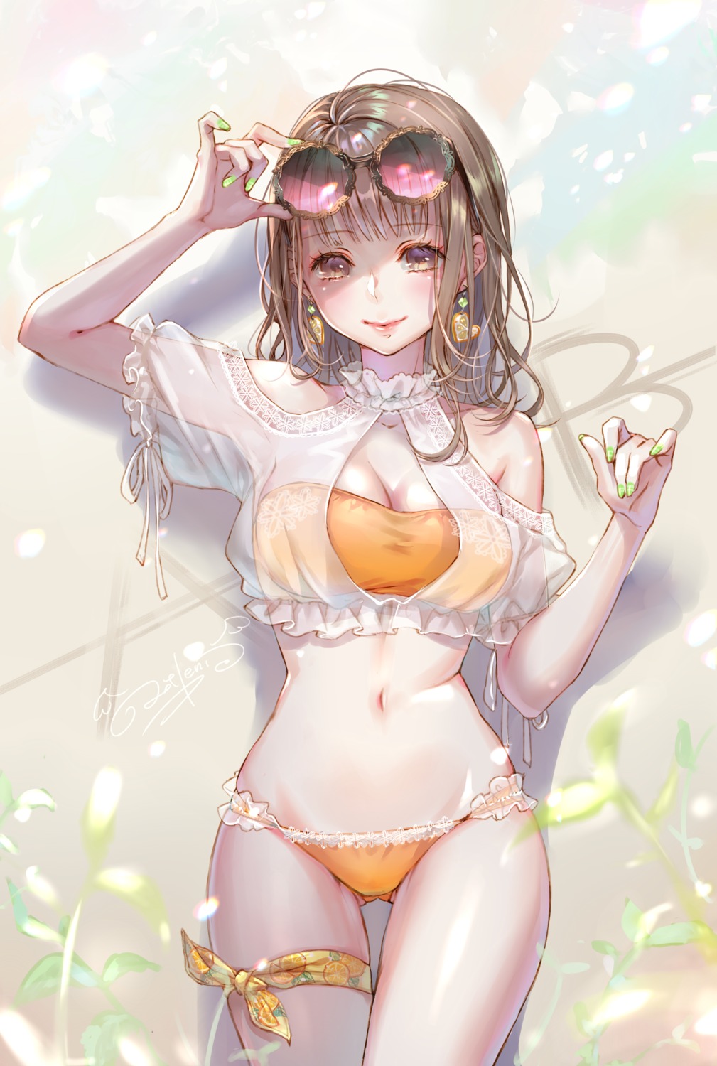 ao+beni, bikini, cleavage, garter, megane, see_through, swimsuits