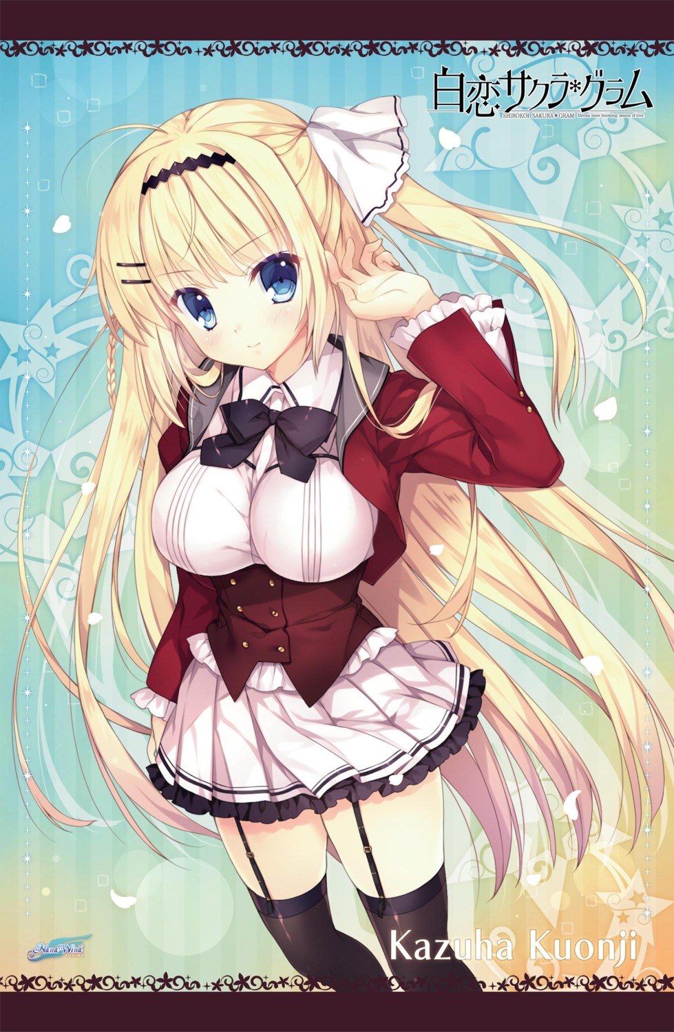 kuonji_kazuha, mitha, nanawind, seifuku, shirokoi_sakura_*_gram, stockings, thighhighs