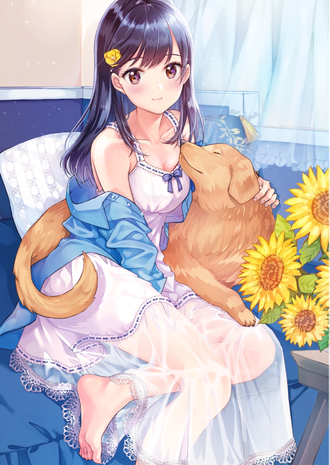 cleavage, dress, matsuzaki_miyuki, open_shirt, see_through, summer_dress