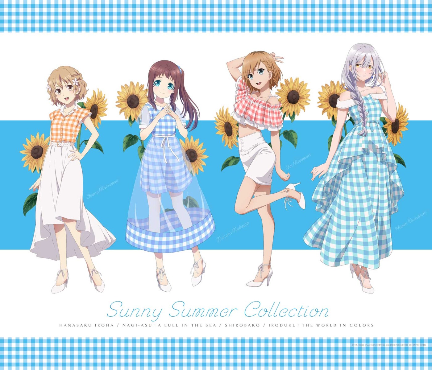 crossover, dress, hanasaku_iroha, heels, irozuku_sekai_no_ashita_kara, matsumae_ohana, miyamori_aoi, mukaido_manaka