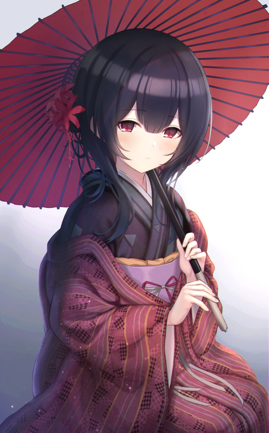 cotrpopor, kimono, morino_rinze, the_idolm@ster, the_idolm@ster_shiny_colors, umbrella