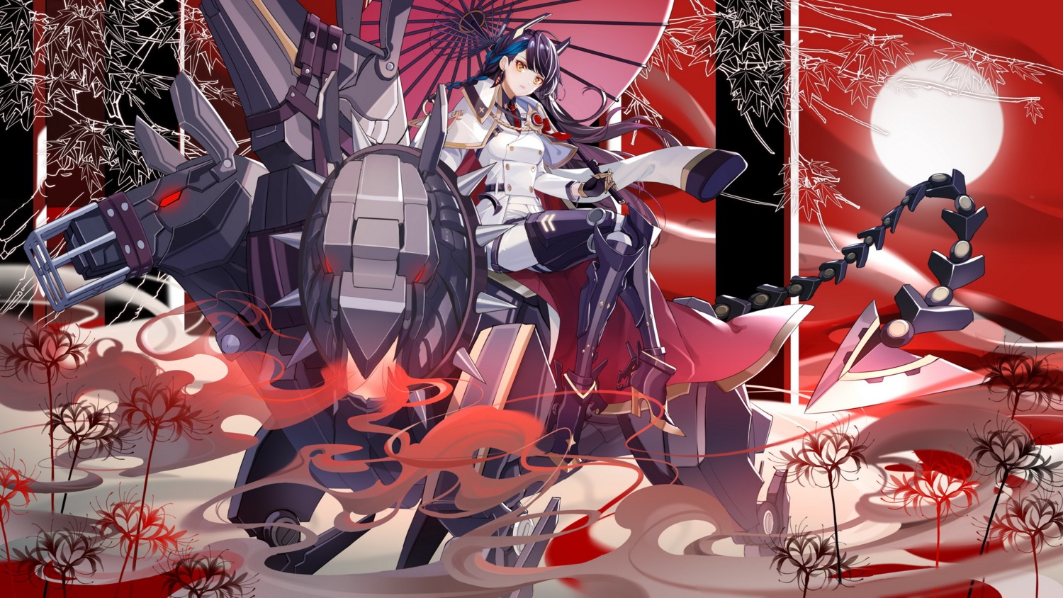 bernadette_(final_gear), catcan, final_gear, heels, horns, mecha, mecha_musume, umbrella