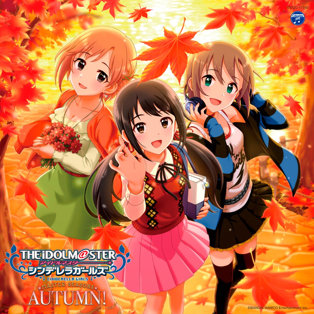 aiba_yumi, cleavage, disc_cover, headphones, nakano_yuka, seifuku, sweater, tada_riina