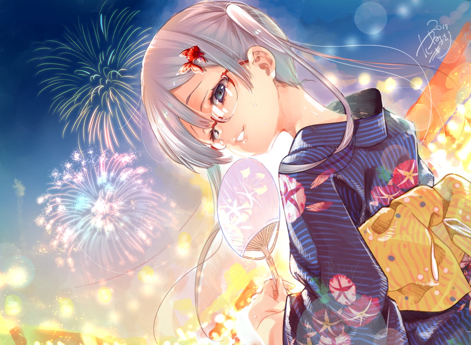 kamizuki_shiki, megane, yukata