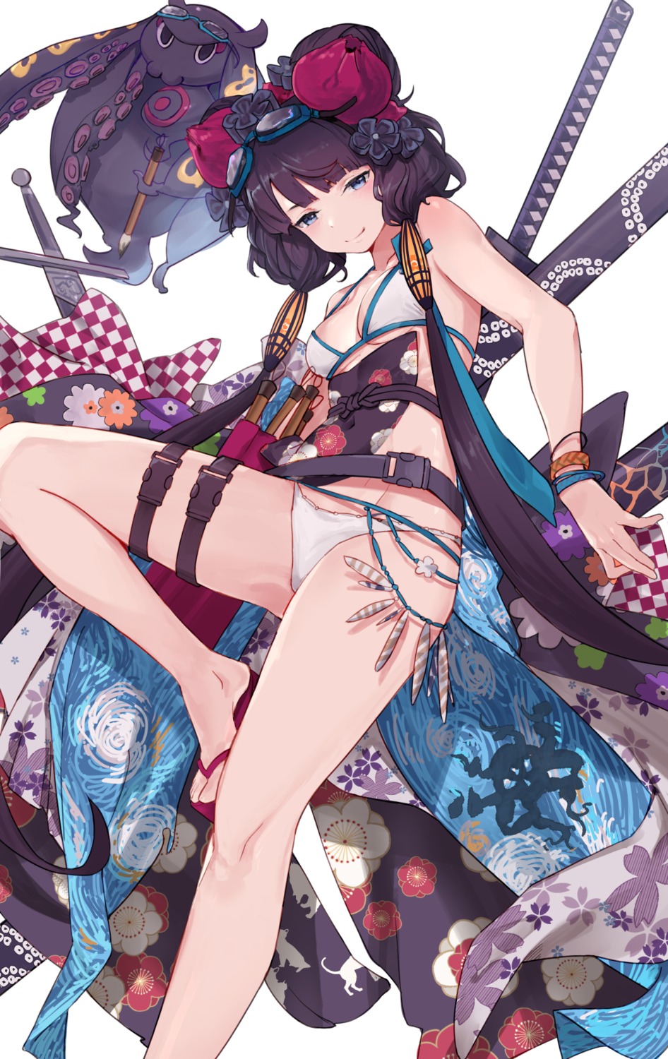 bikini, bk201, cleavage, fate/grand_order, feet, katsushika_hokusai_(fate), swimsuits, sword