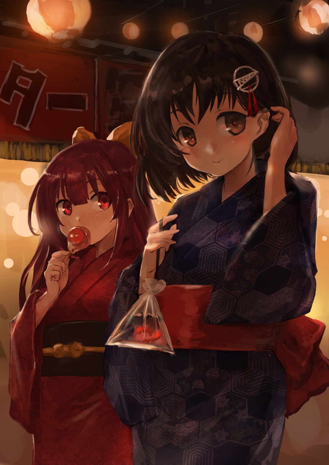 haguro_(kancolle), kamikaze_(kancolle), kantai_collection, toka_(marchlizard), yukata