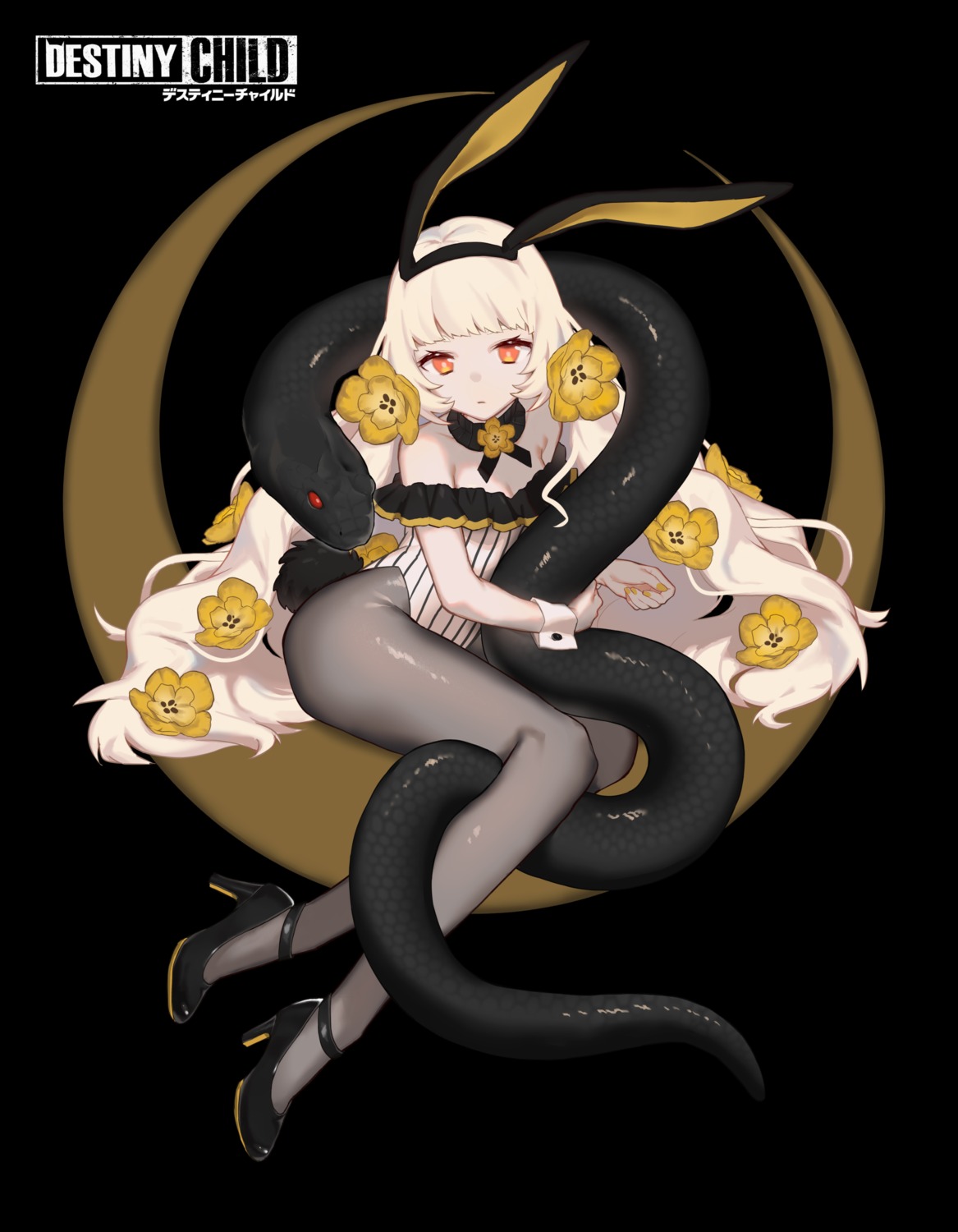 animal_ears, bunny_ears, bunny_girl, cleavage, destiny_child, heels, pantyhose, rita_(destiny_child), tadaomi_(amomom), tail