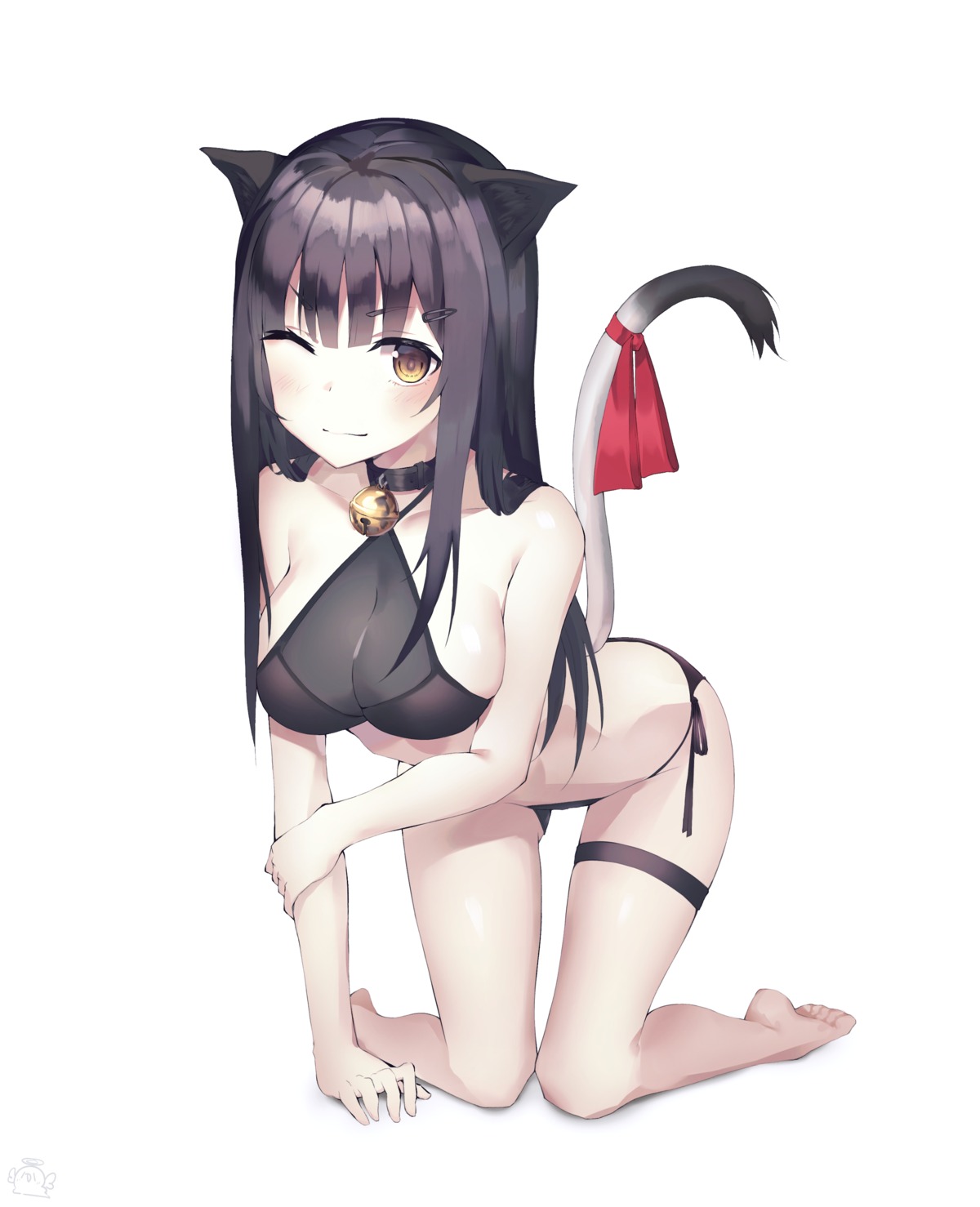 animal_ears, bikini, garter, lunati, nekomimi, see_through, swimsuits, tail
