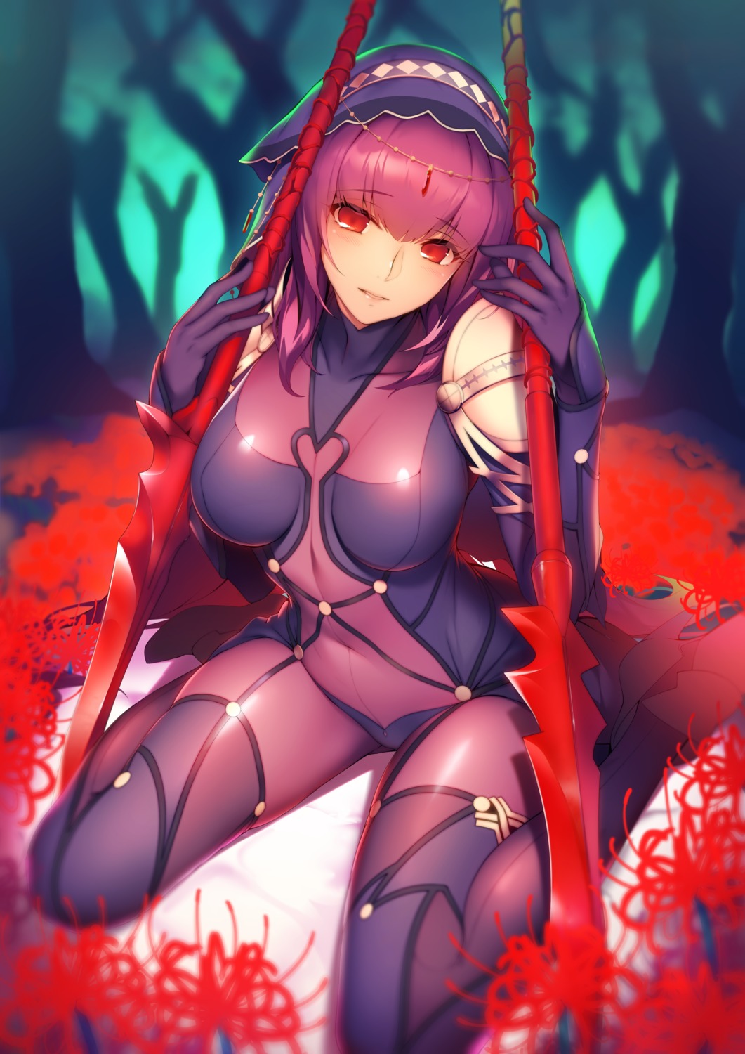 armor, bodysuit, fate/grand_order, ryuji_(ikeriu), scathach_(fate), thighhighs, weapon