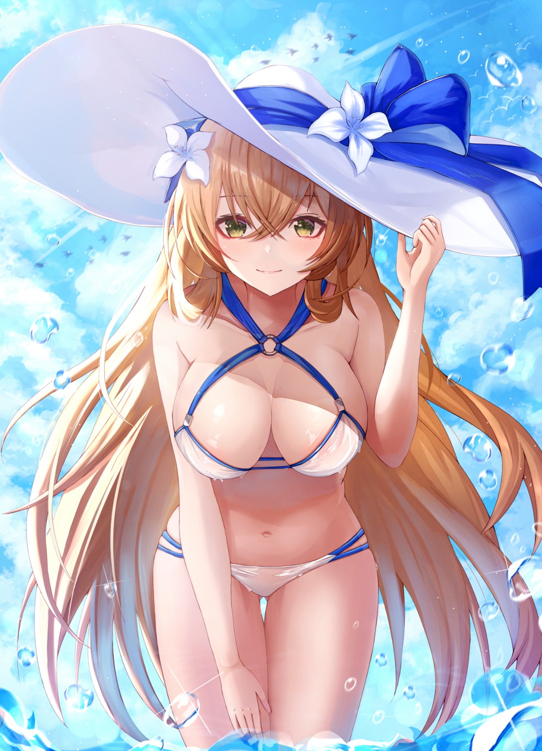 bikini, girls_frontline, necoring862, see_through, springfield_(girls_frontline), swimsuits, wet, wet_clothes