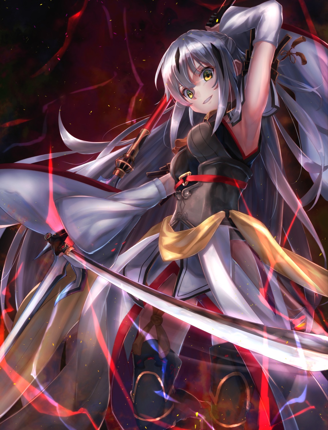 fate/grand_order, nagao_kagetora_(fate), stockings, sword, thighhighs, tkb, weapon
