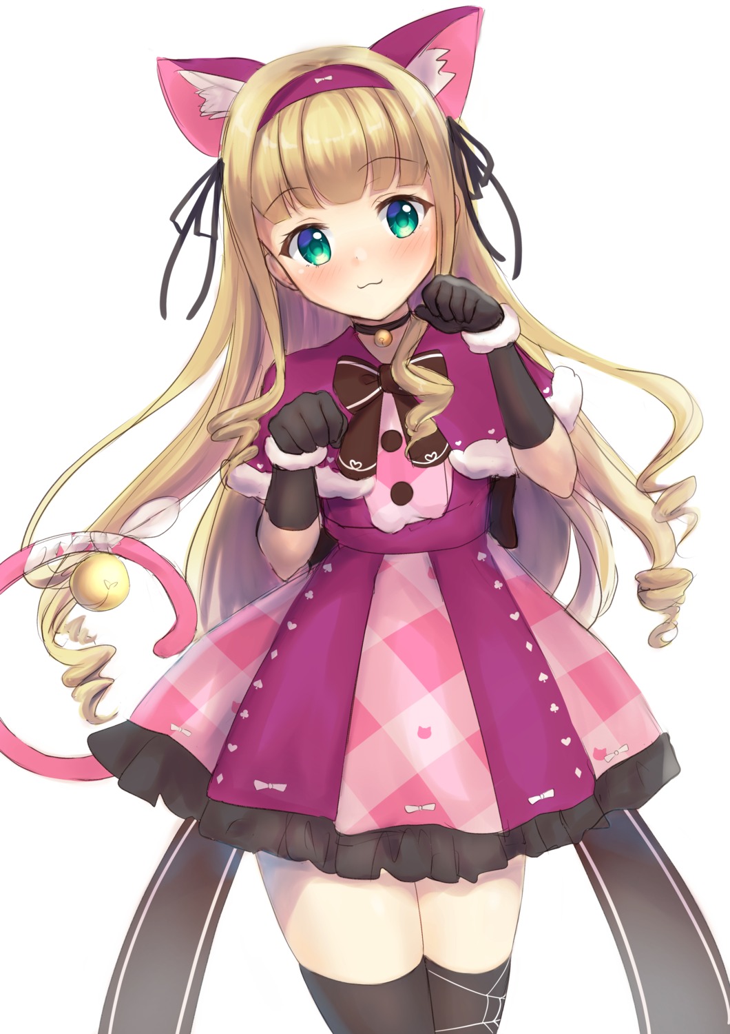 animal_ears, dress, futaba_kurumi, mononobe_alice, nekomimi, nijisanji, tail, thighhighs
