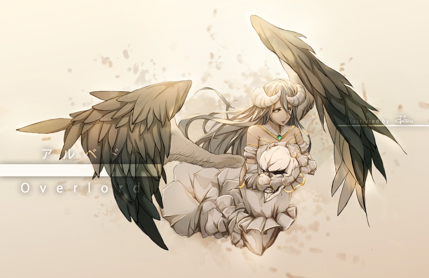 ainz_ooal_gown, albedo_(overlord), dress, horns, overlord, taria, wings