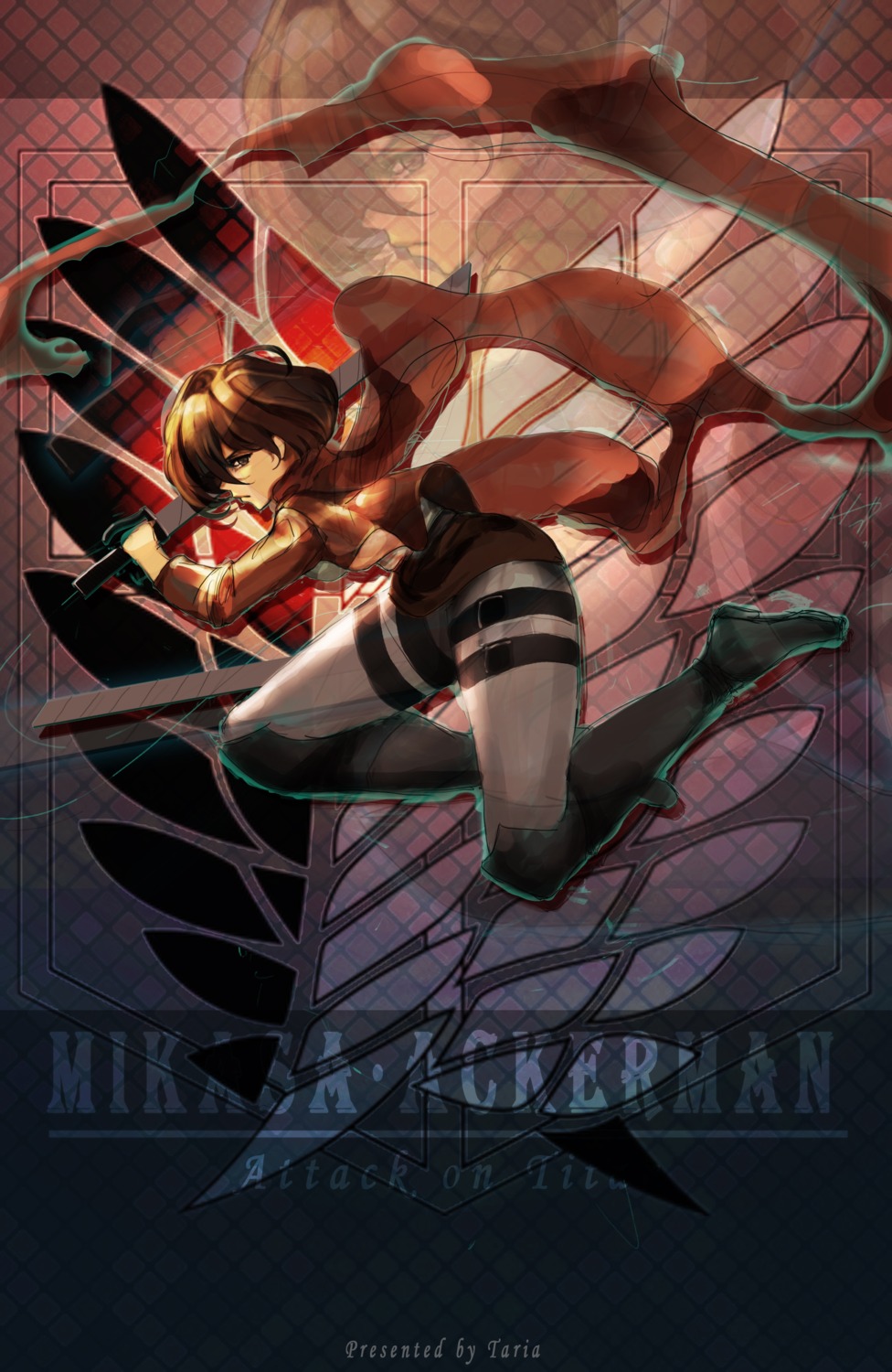 garter, mikasa_ackerman, shingeki_no_kyojin, sword, taria, uniform