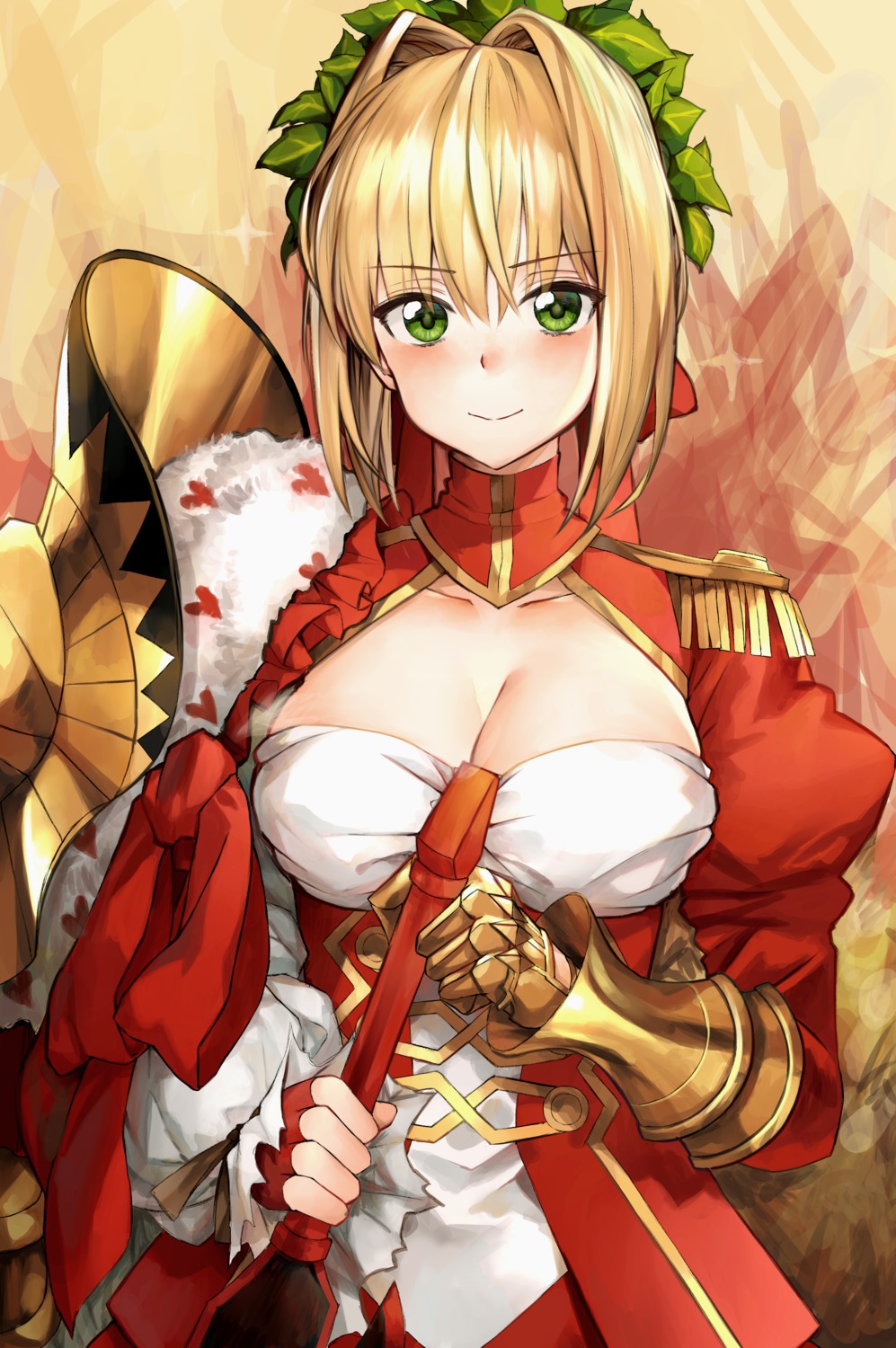 666_(ro_ro_ro3), armor, cleavage, fate/grand_order, nero_claudius_(fate), sword