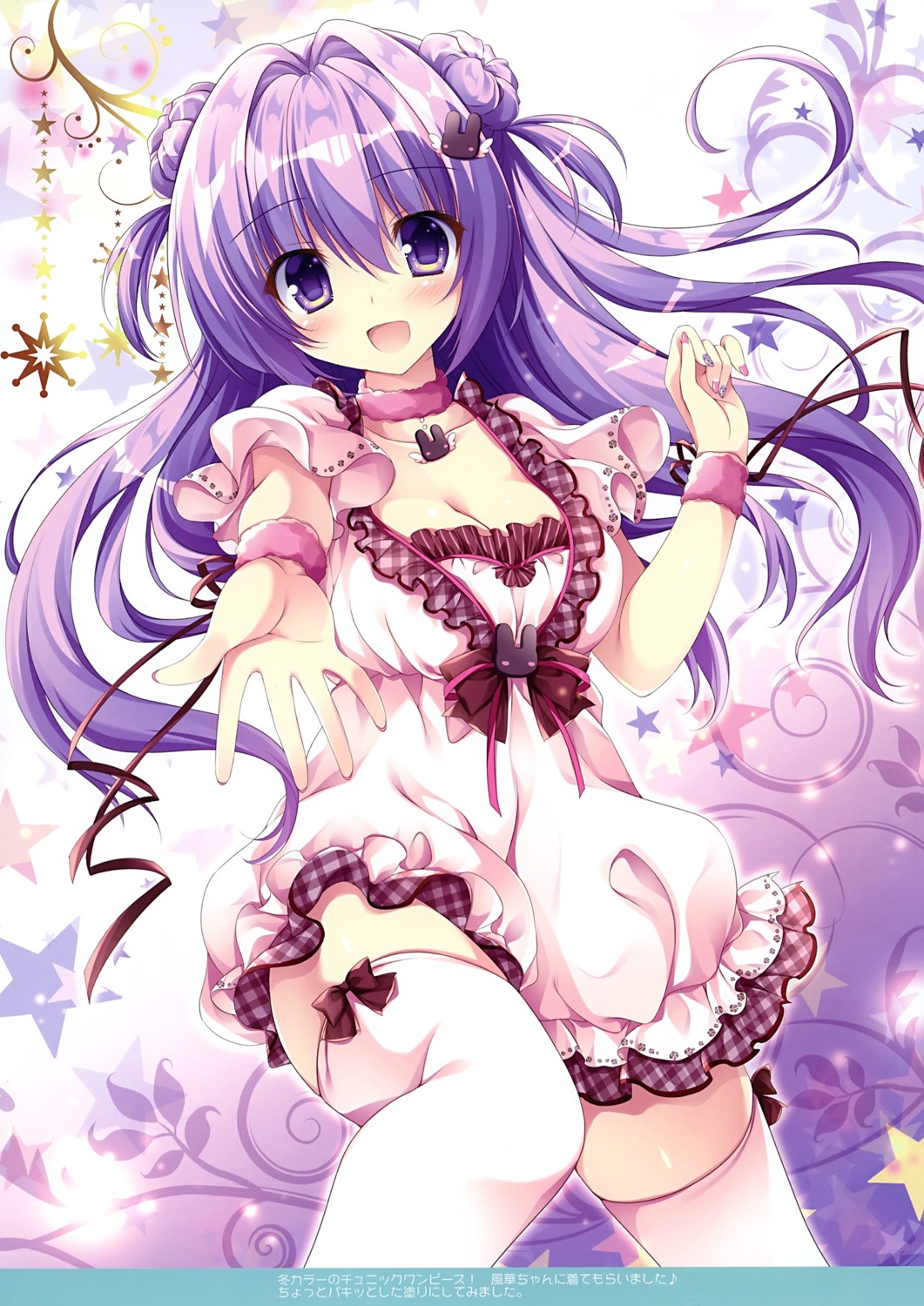 cleavage, dress, matsurija, nanaroba_hana, thighhighs