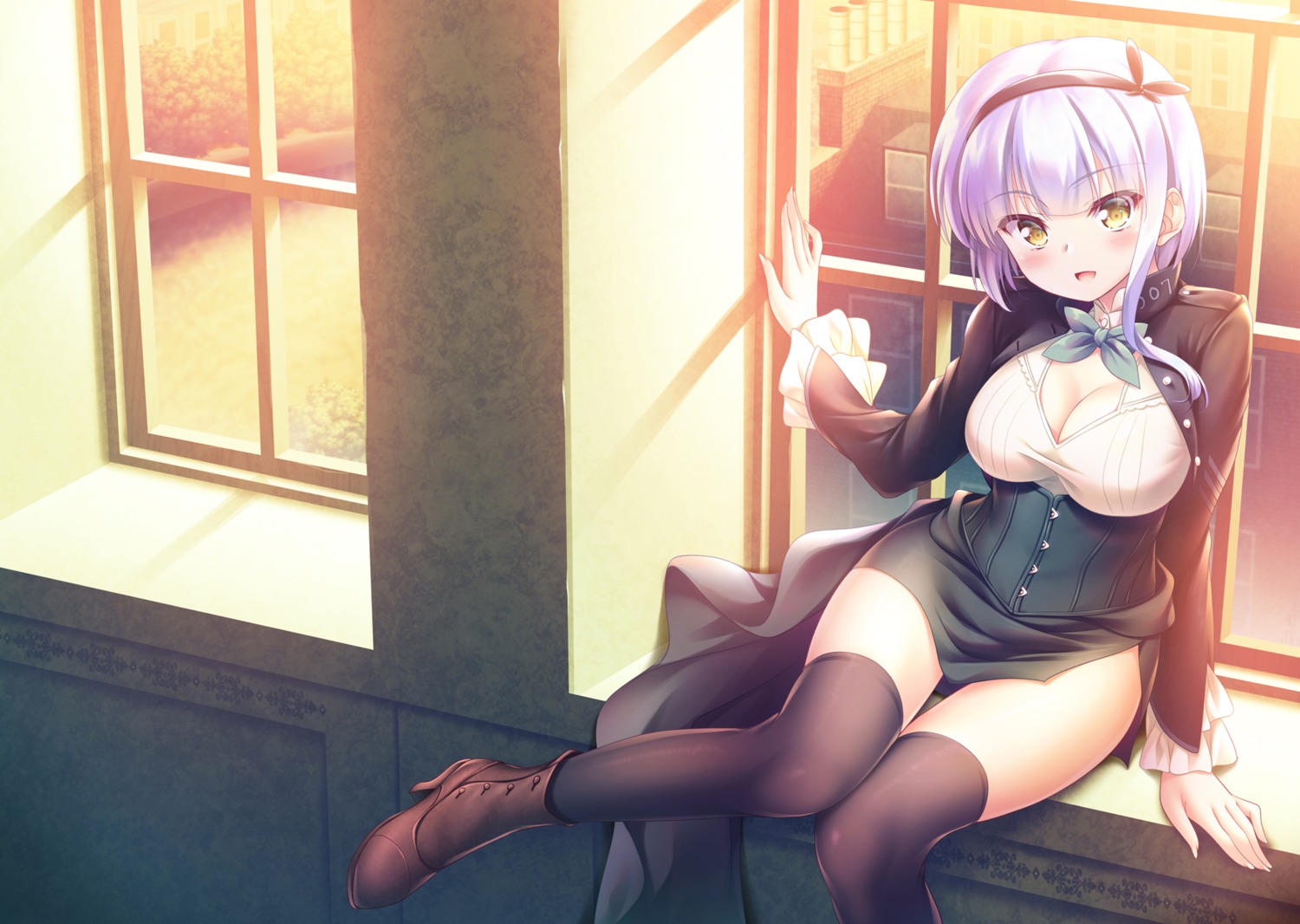 cleavage, heels, thighhighs, yuurei_yashiki