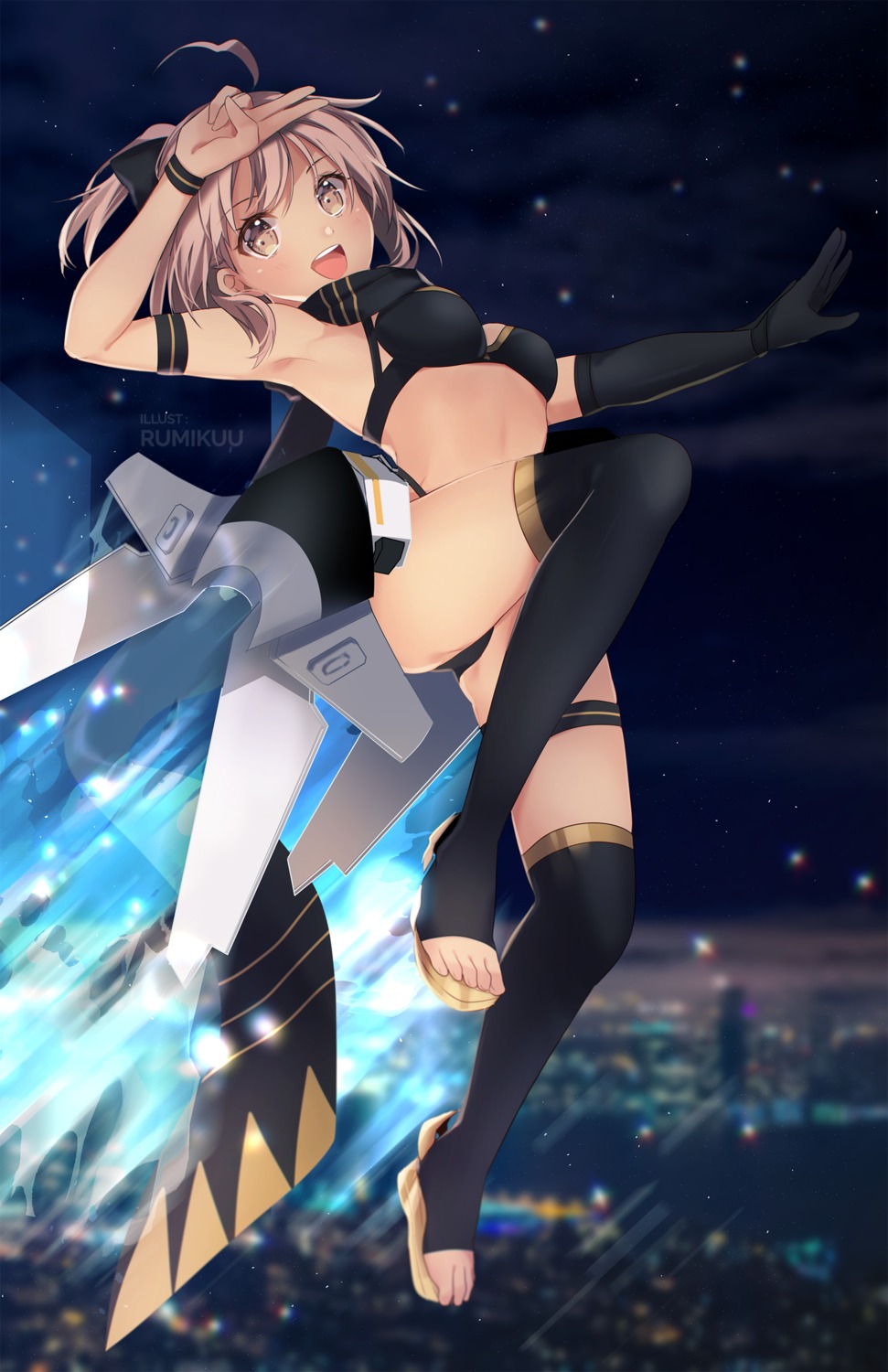 bikini, fate/grand_order, garter, okita_souji_(fate), rumikuu, swimsuits, thighhighs